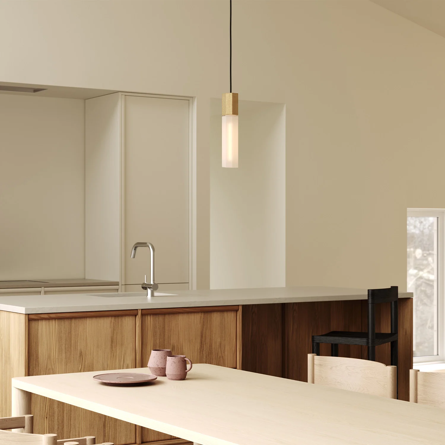 Basalt Single Pendant in Brass - Image 3