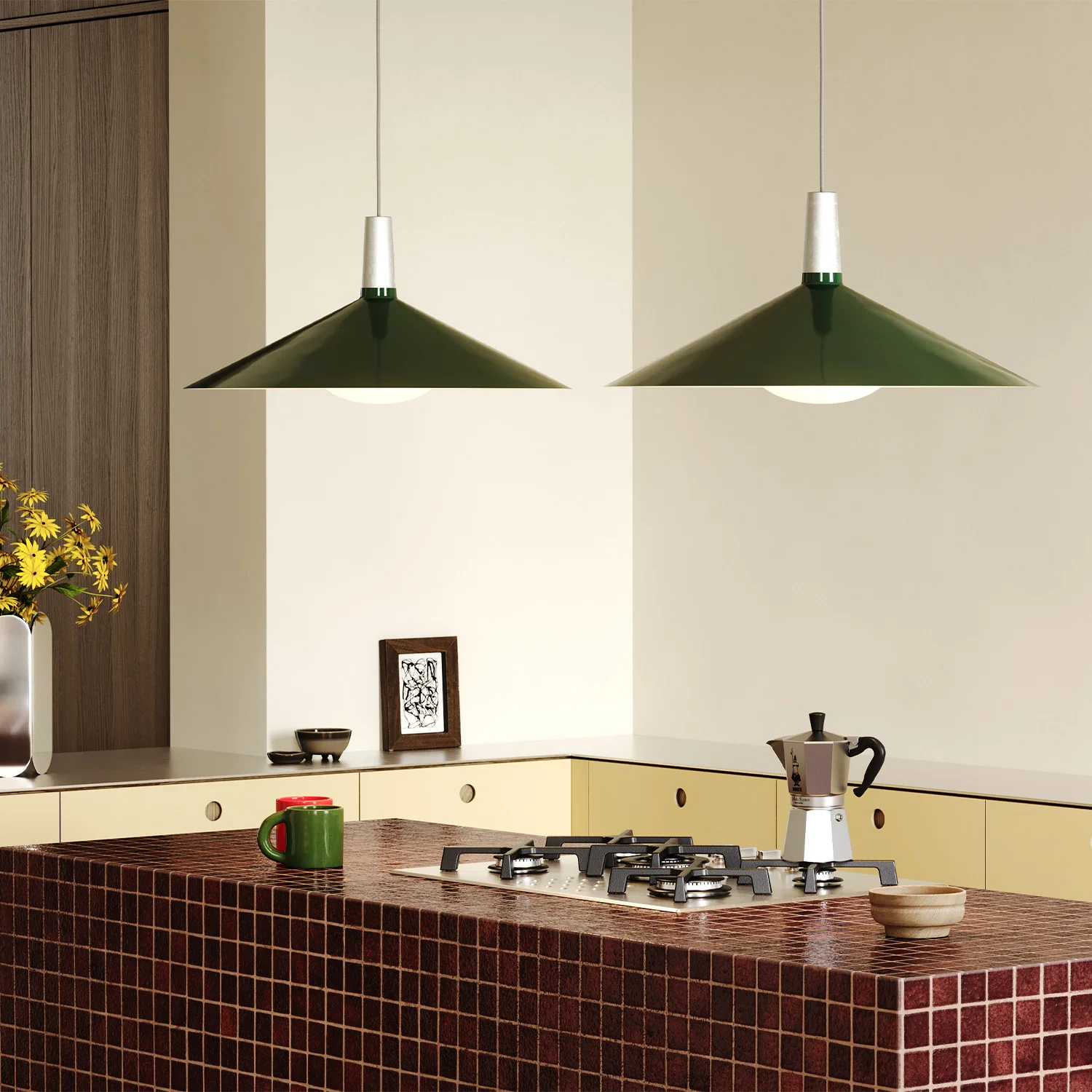 Bower Pendant Light Large in Dark Green + Oval II - Image 3