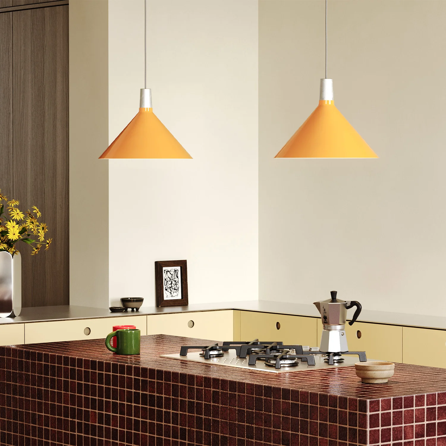Bower Pendant Light Medium in Yellow + Sphere IV - Image 3