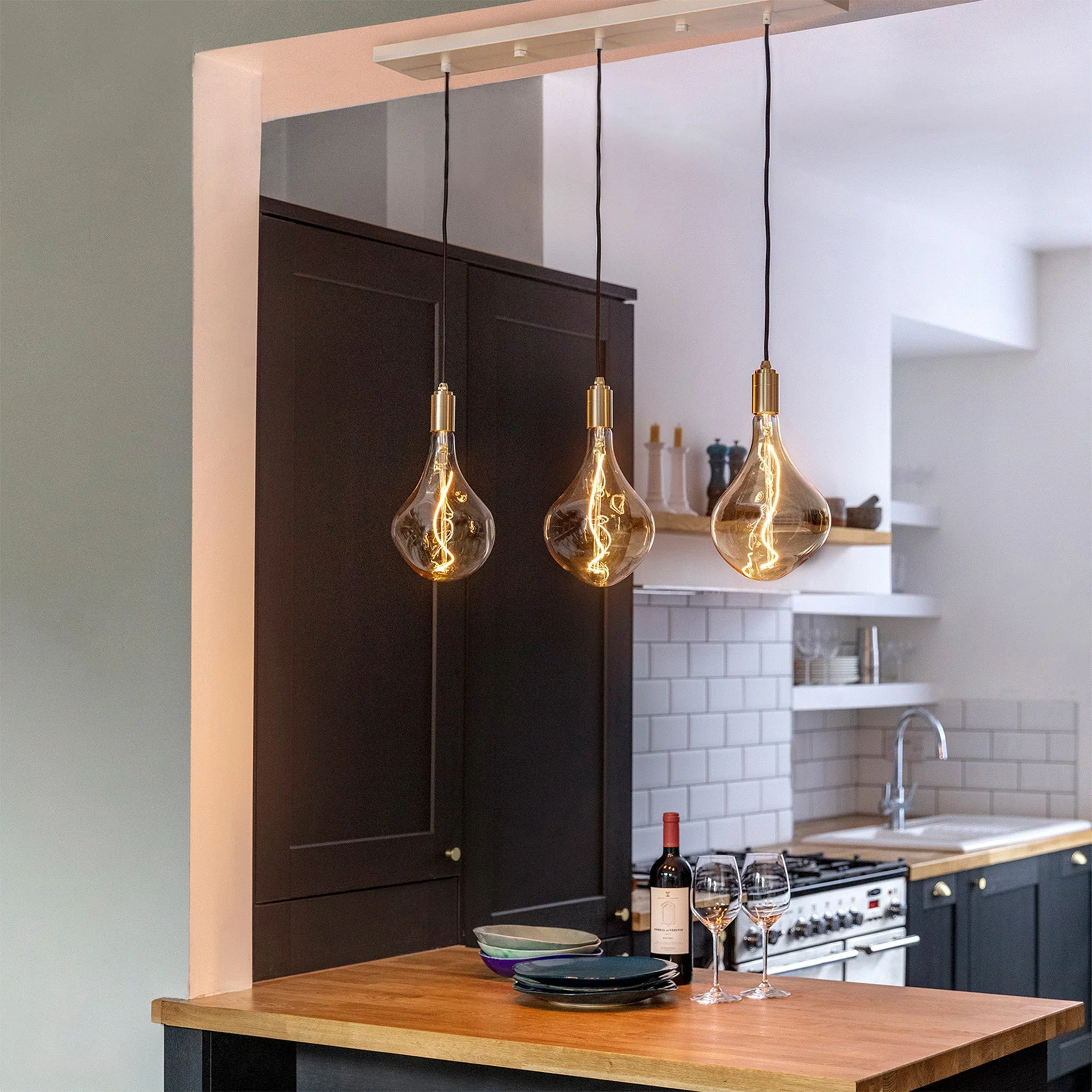 Linear Triple Pendant in Brass - Image 4