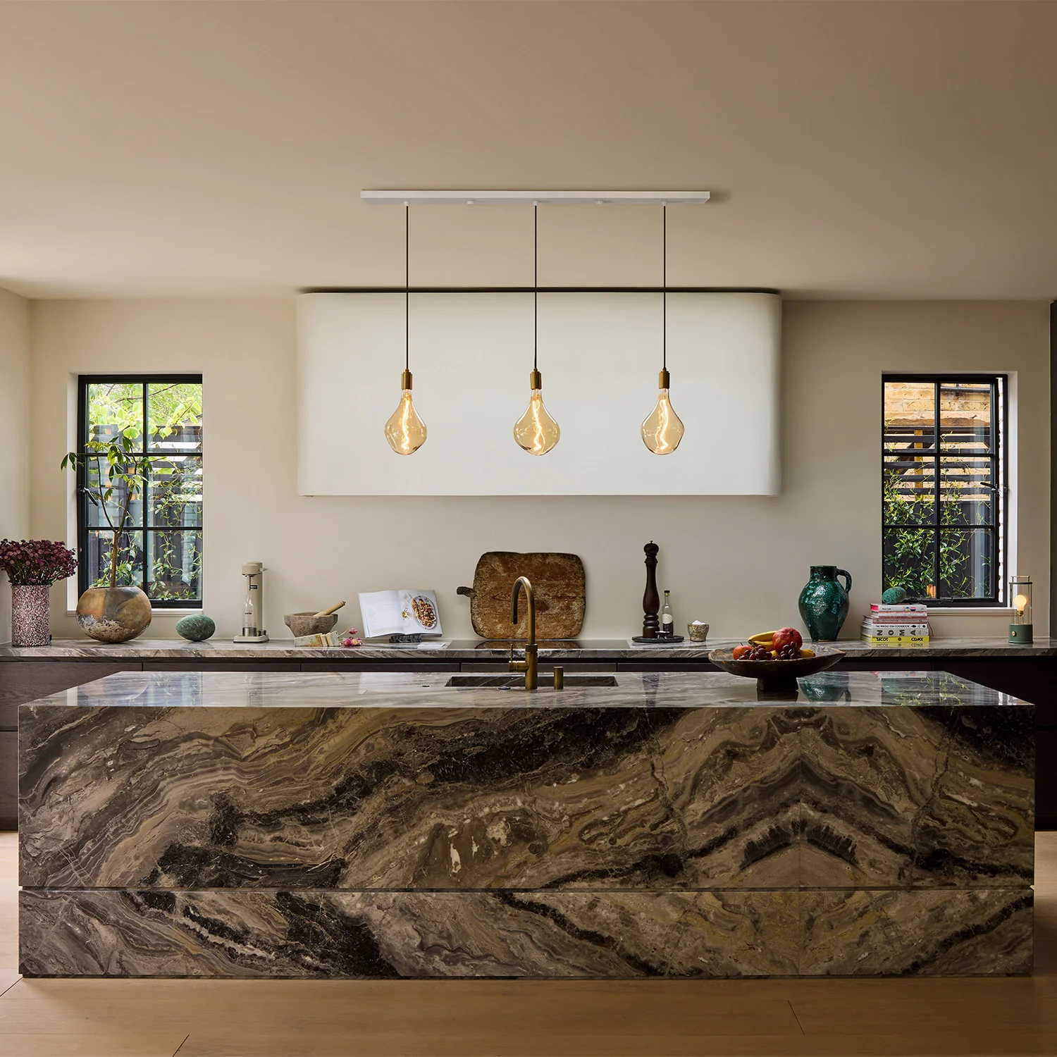 Linear Triple Pendant in Brass - Image 5